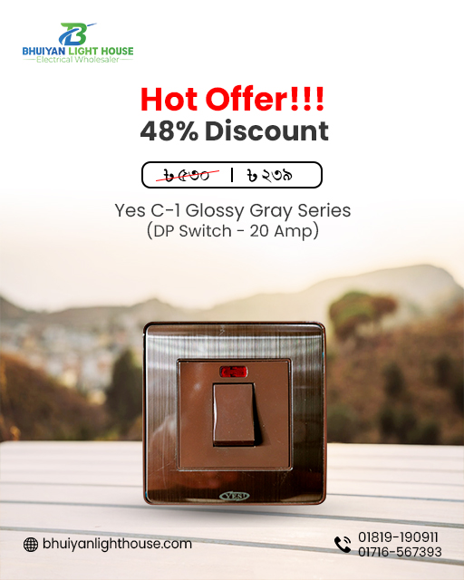 Yes C-1 Glossy Gray Series DP Switch (20 Amp)