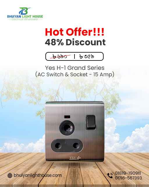 Yes H-1 Grand Series AC Round Switch & Socket (15 Amp)