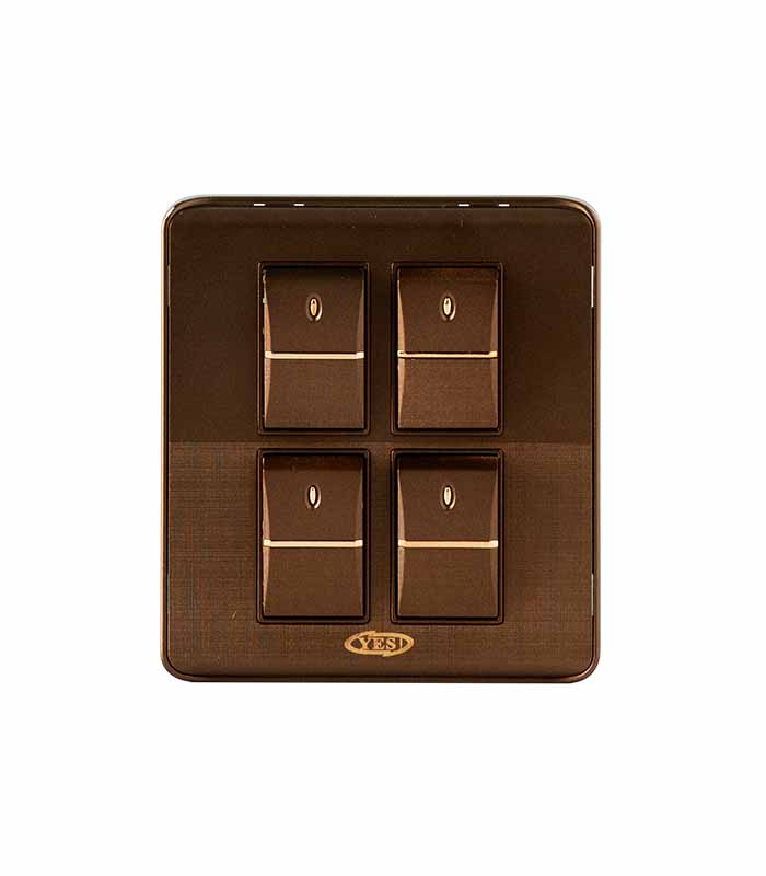 YES E-4 WELL BROWN PRO SERIES - 4 GANG SWITCH